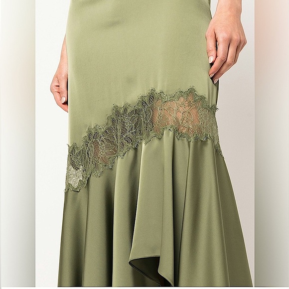 Sachin + Babi NWT Candace Satin Lace Slip Dress Moss Green Hi Lo Hem size 8 - Picture 6 of 10